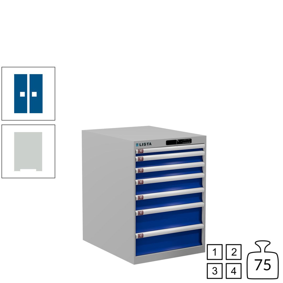 Lista Schubladenschrank - 14.354.010 - 800x564x725 mm (HxBxT) - 7 Schubladen - 75 kg - Key Lock - lichtblau (RAL 5012)