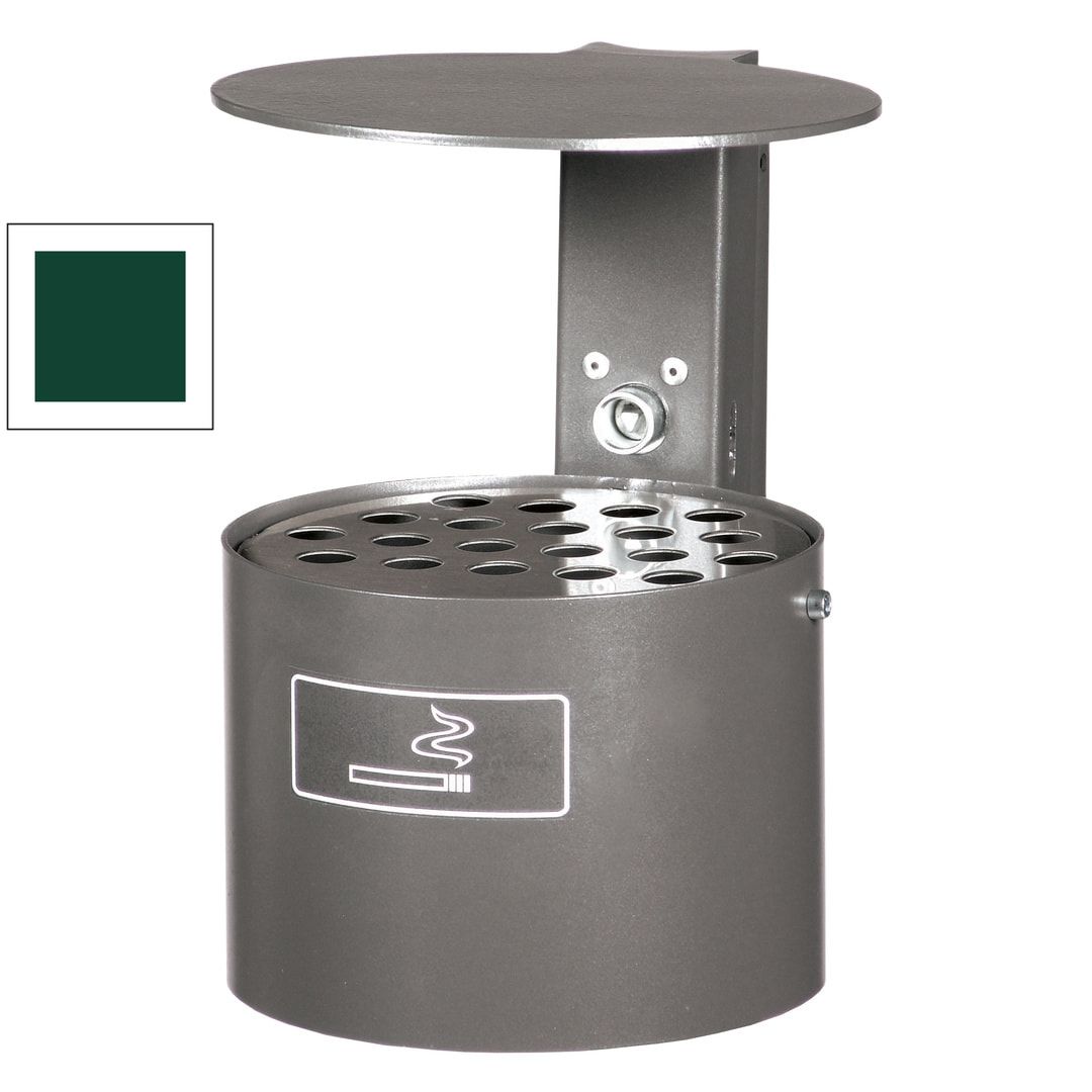 Rundascher - 4 l - mit Haube - Wand- o. Pfostenmontage - Aschenbecher - anthrazitgrau