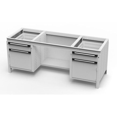 OTTOKIND Werkbank - bündige Arbeitsplatte - 850 x 1.695 x 750 mm (HxBxT) - 2 Schubladen - 2 Schränke - lichtgrau