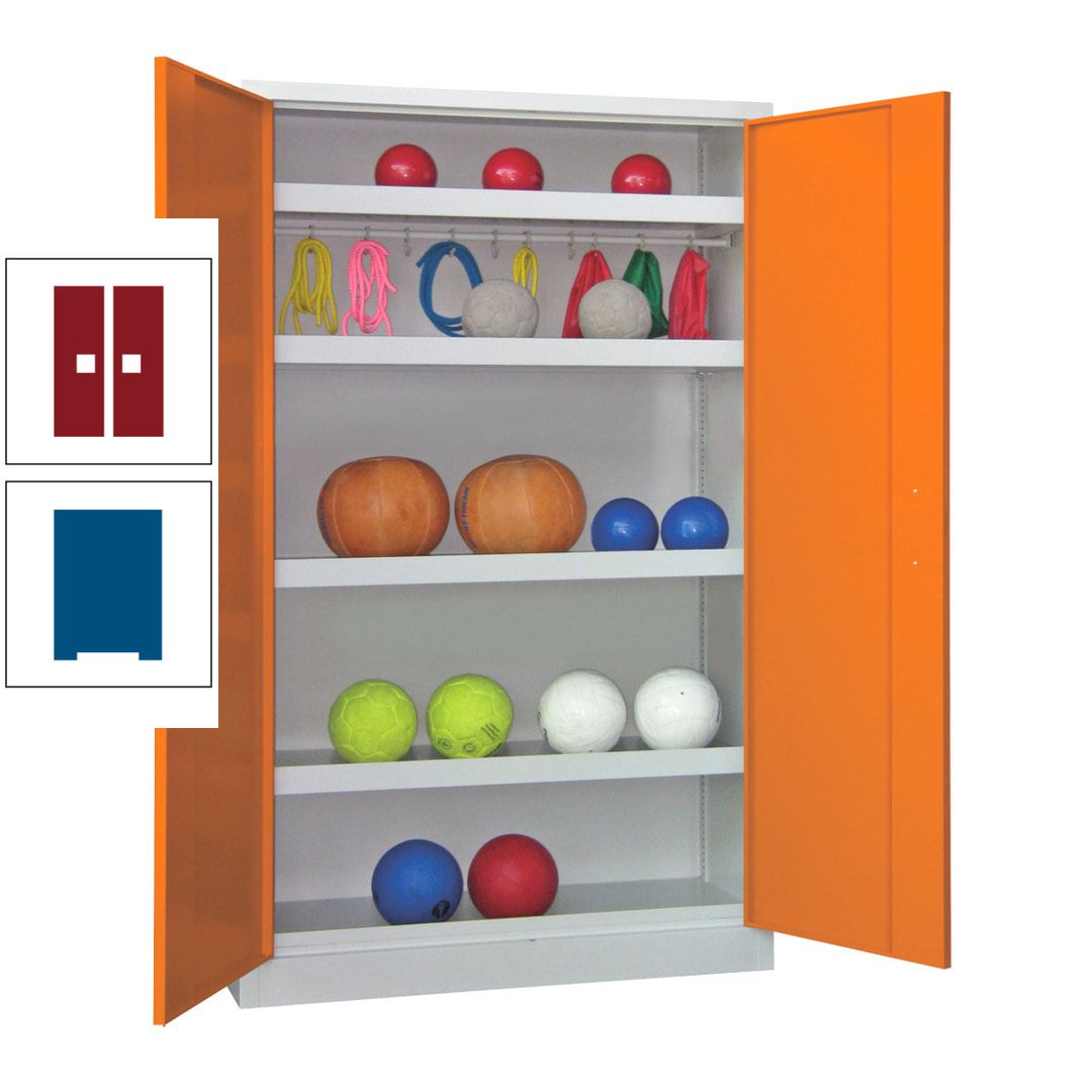 Ballschrank - Vollblechtüren - 4 Böden - 1 Hakenleiste - 1.950x1.200x500 mm (HxBxT) - anthrazitgrau