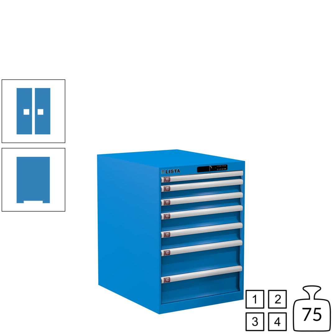 Lista Schubladenschrank - 14.354.010 - 800x564x725 mm (HxBxT) - 7 Schubladen - 75 kg - Key Lock - lichtblau (RAL 5012)
