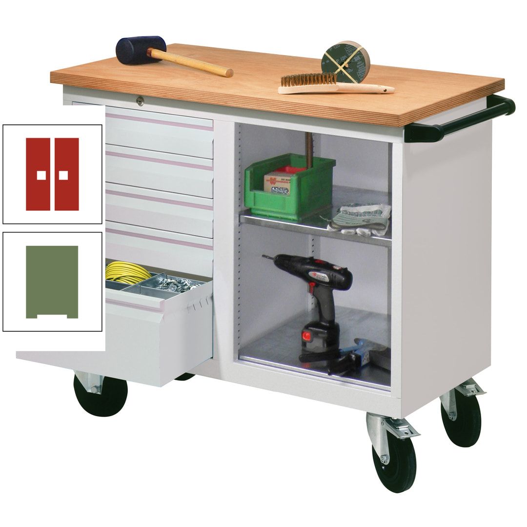 Mobile Werkbank - Werkstattwagen - 915 x 1.090 x 600 mm - 5 Schubladen und Ablagefach - anthrazitgrau