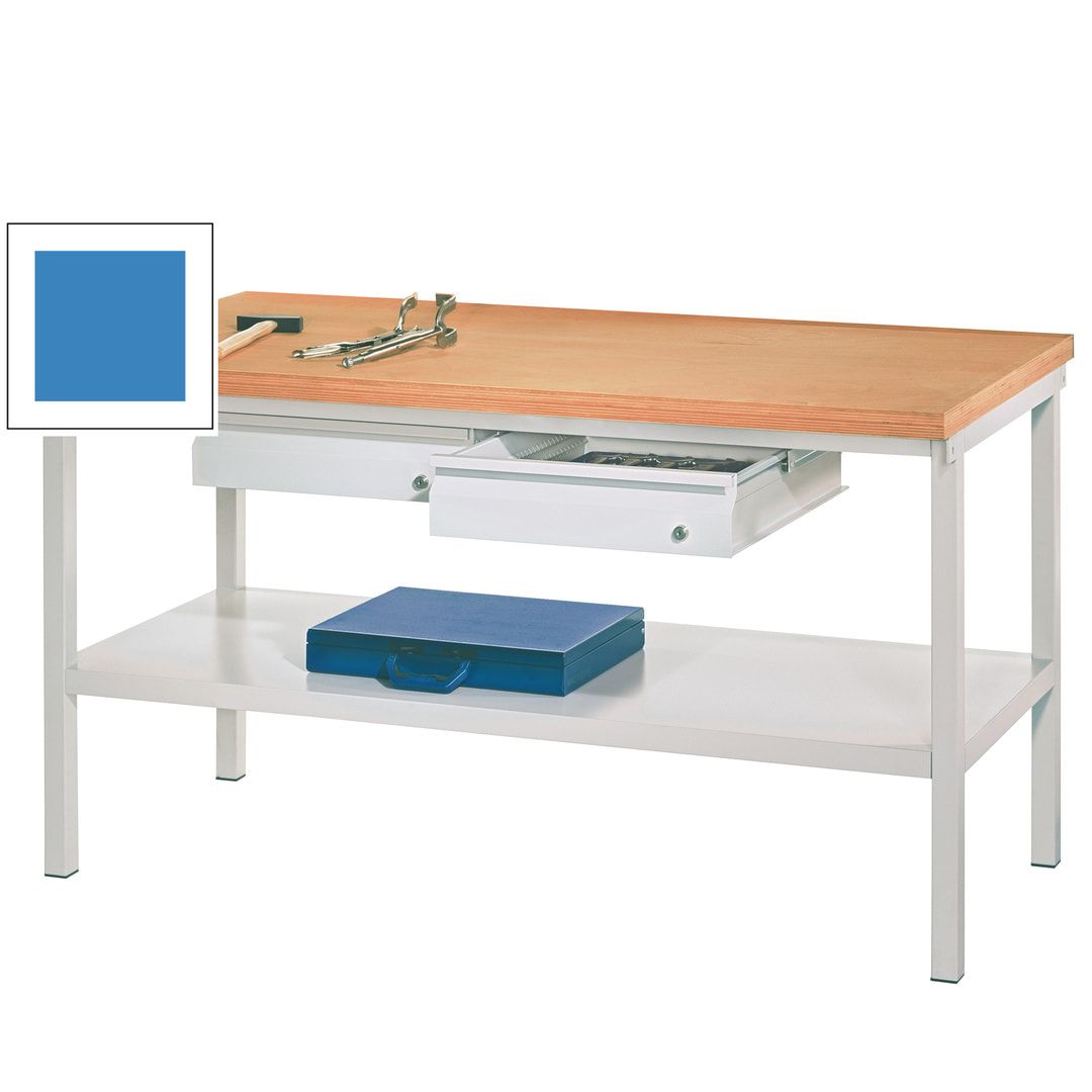Werkbank mit Ablageboden - 2 Schubladen - 900 x 1.500 x 700 mm (HxBxT) - Traglast 1.050 kg - anthrazitgrau