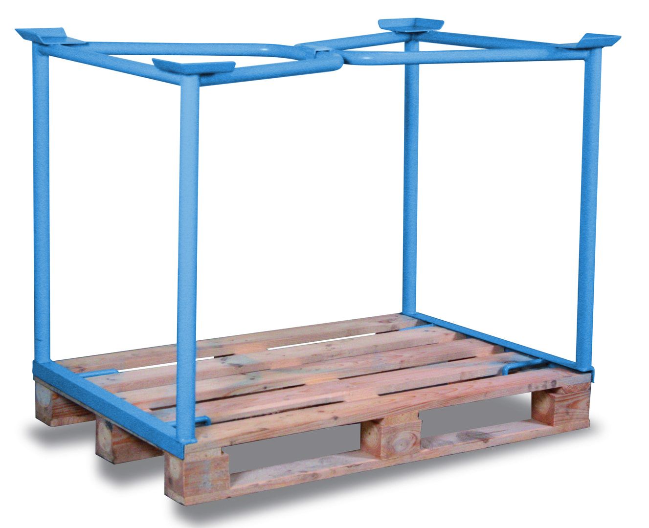 Palettenaufsatzrahmen für Industriepalette - Seiten offen - Höhe 1.000 mm - 3-fach stapelbar - 1.500 kg - lichtblau