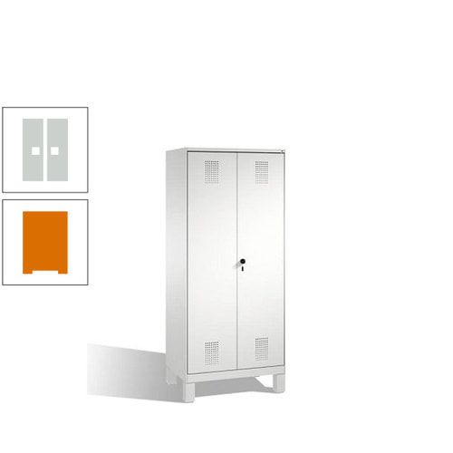 Doppel-Spind, Doppeltüren, Garderobenschrank mit Füßen, 2 Abteile a 400 mm, Korpus anthrazitgrau, Tür anthrazitgrau, 1.850 x 800 x 500 mm (HxBxT)
