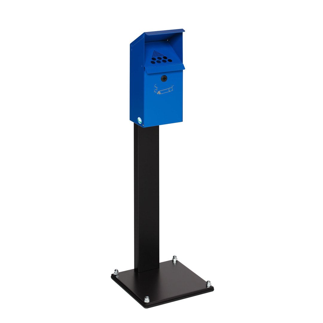 Standaschenbecher mit Schutzdach, 4 l Volumen, Standascher, 1.100 x 310 x 310 mm (HxBxT), Ascher, Turmaschenbecher, Antik-silber