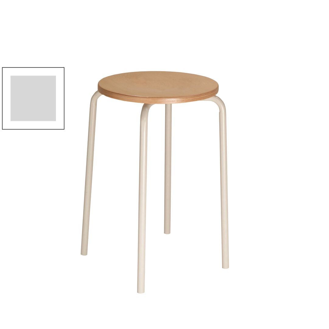 Hocker - Stapelhocker - Sitzhöhe 580 mm - Buche - Stahlrohrgestell lichtgrau