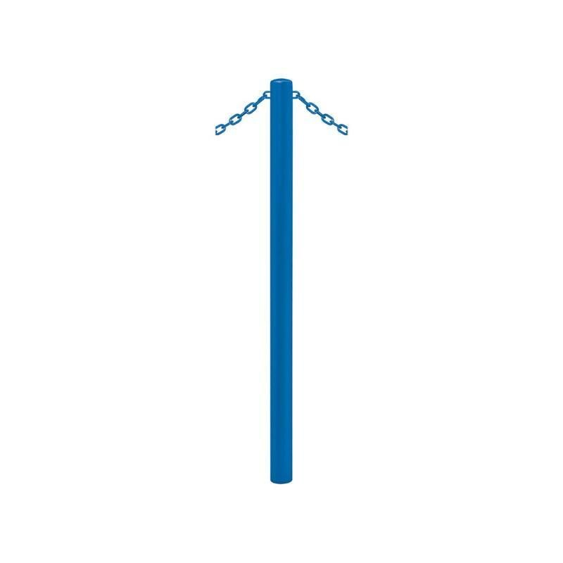 Pfosten mit Bogenkopf und 1 Öse - Durchmesser 60 mm - Höhe 1.000 mm - Farbe enzianblau