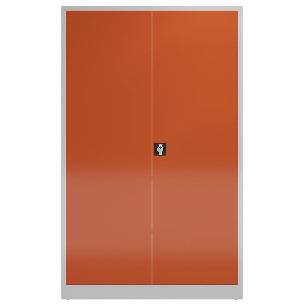 Aktenschrank, Büroschrank, abschließbar, Flügeltüren, 4 Fachböden, 1.945 x 1.200 x 420 mm (HxBxT), Stahl, Korpus und Türen lichtgrau