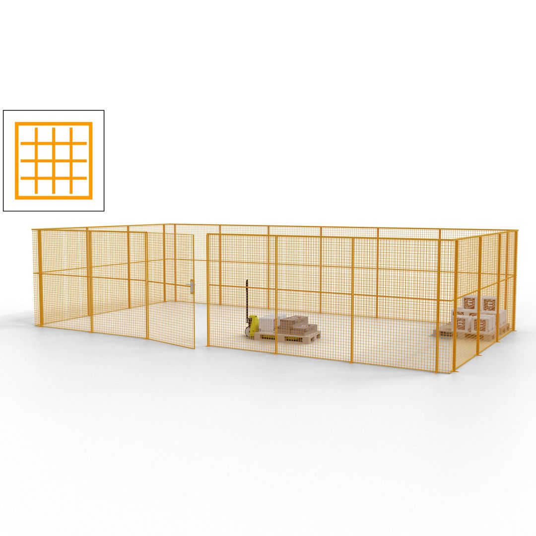 Maschinen Schutzgitter - Hallentrennwand - Sicherheitszaun - Tür - 27 m - 2.200 x 9.400 x 4.900 mm (HxBxT) - enzianblau