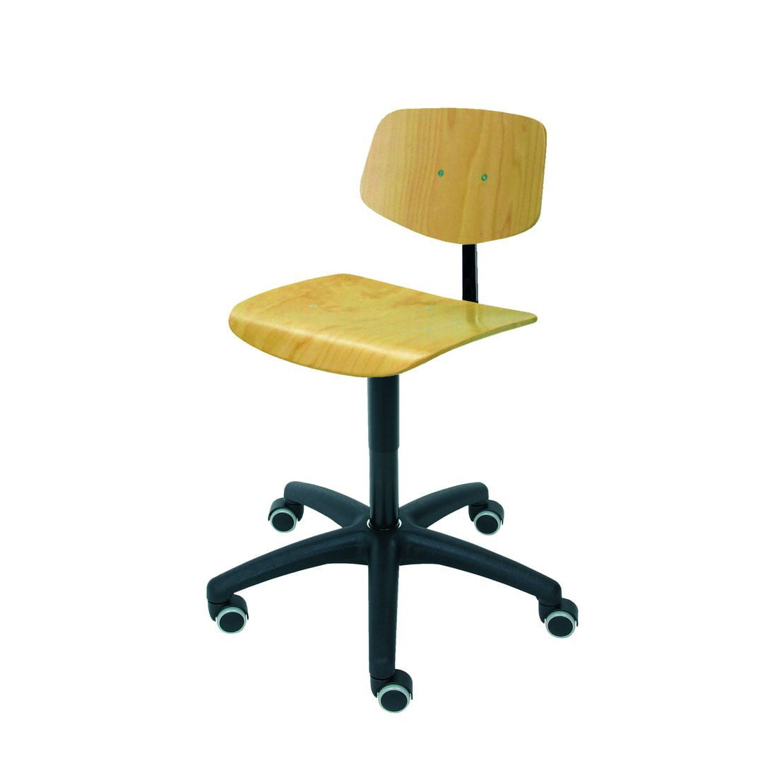 Arbeitsstuhl - Bürostuhl - Stahl-Drehspindel - Sitzhöhe 410 - 540 mm - Buche - Fußkreuz mit Gleitern