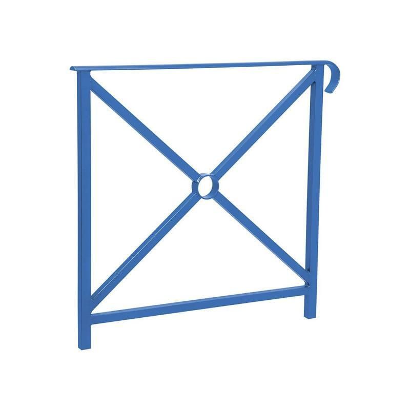 Geländer Kreuz und Kreis - 1.000 x 800 mm - flacher Handlauf - Farbe enzianblau - Außengeländer Systemgeländer
