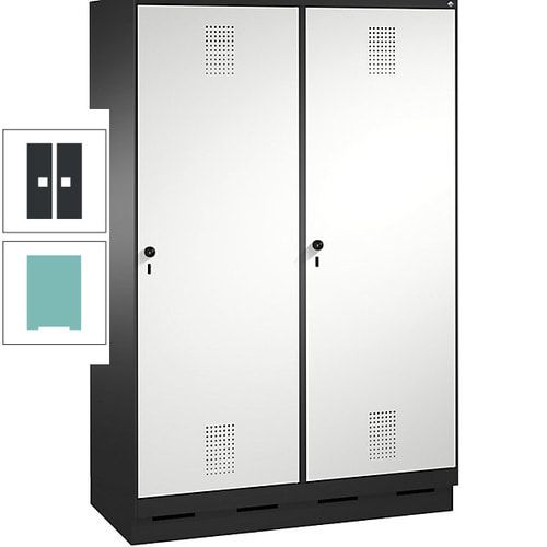 Doppel-Spind, Garderobenschrank, 2 Türen für 4 Abteile a 300 mm, Korpus anthrazitgrau, Türen anthrazitgrau, 1.800 x 1.200 x 500 mm (HxBxT)