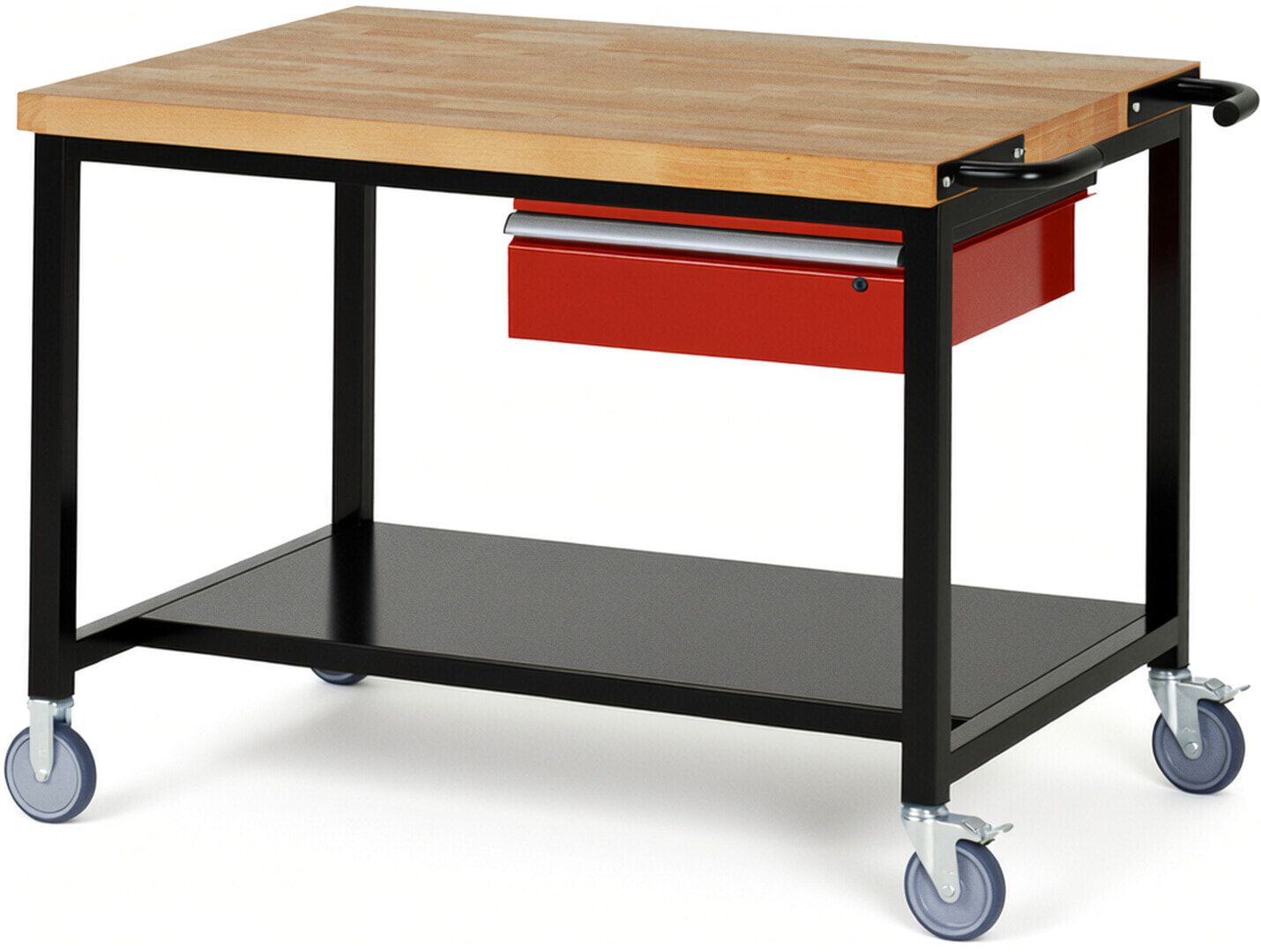 Mobile Werkbank mit Ablageboden - 1 Schublade - 150:1 - höhenverstellbar 880-1.080 mm - 1.250 x 900 mm (BxT) - 450 kg - Anthrazitgrau