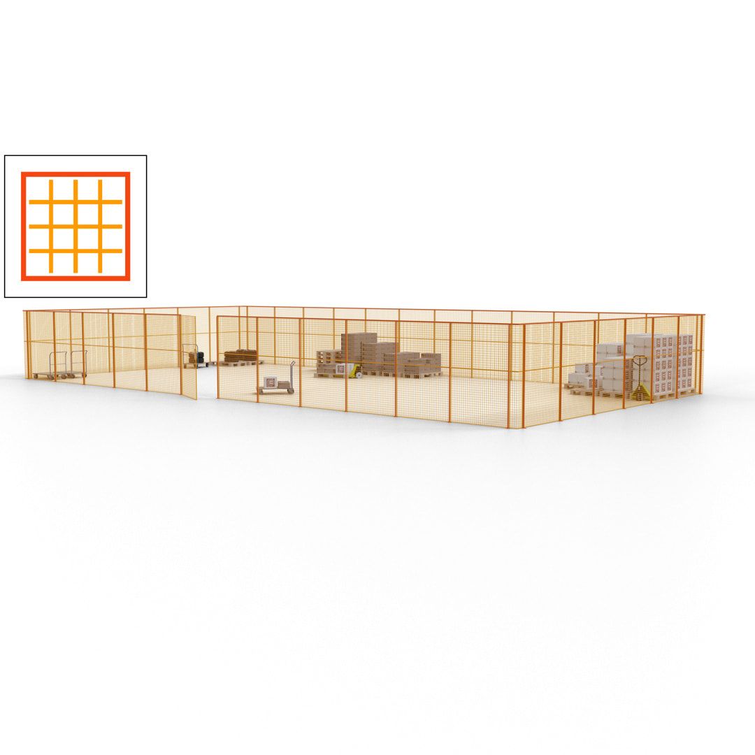Maschinen Schutzgitter - Hallentrennwand - Sicherheitszaun - Tür - 54 m - 2.200 x 18.400 x 9.400 mm (HxBxT) - enzianblau