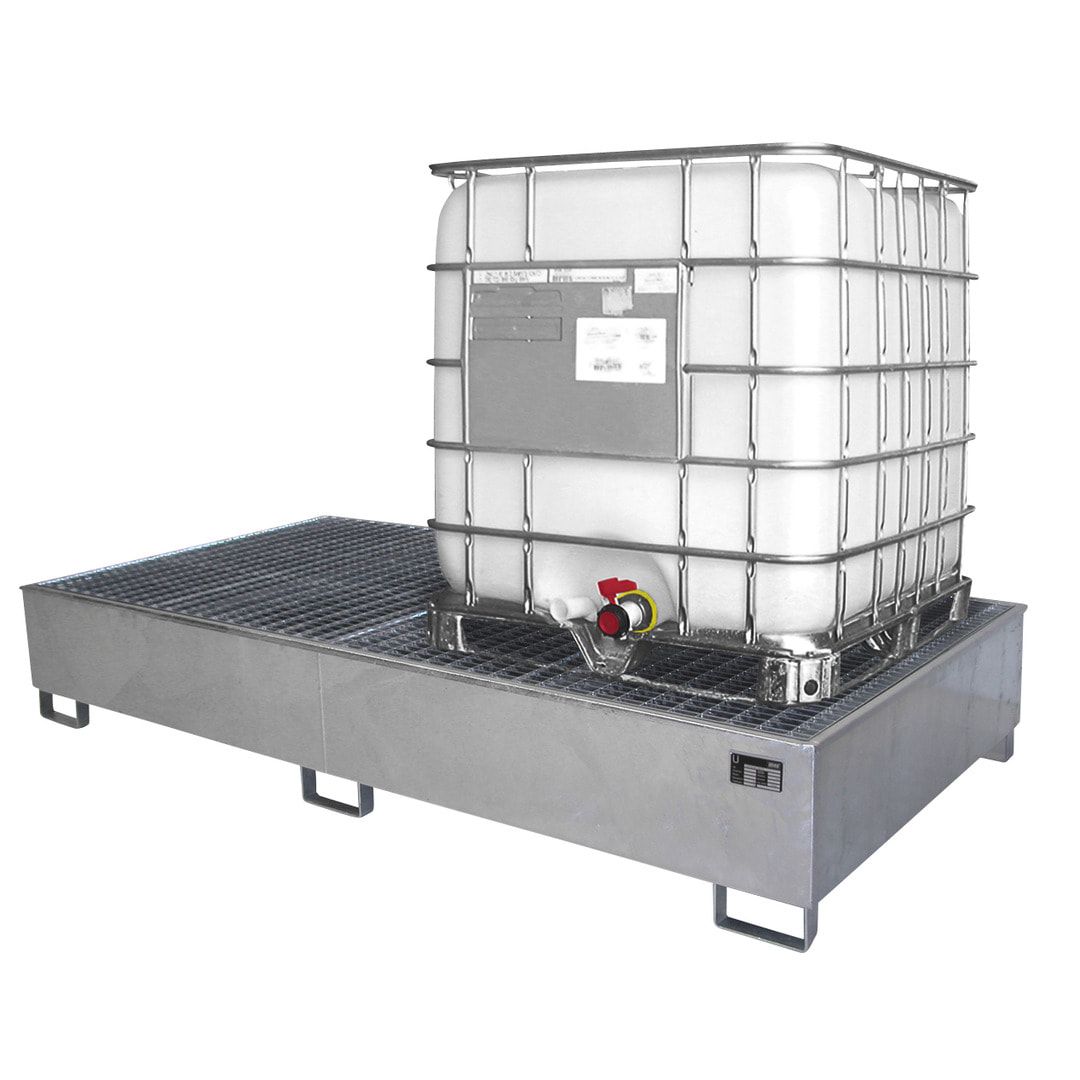Auffangwanne - PE-Einsatz - 1.000 l - für 2 IBC-Container - feuerrot