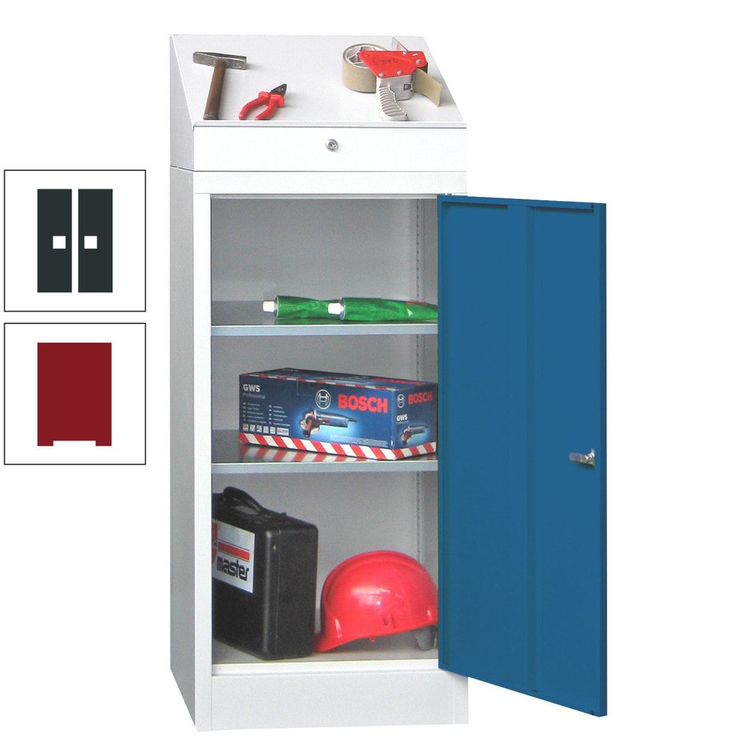 Stehpult mit Schrank - Vollblechtür - Zylinderschloss - 1.270x500x500 mm (HxBxT) - anthrazitgrau