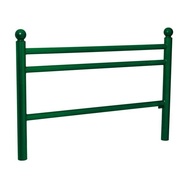 Geländer 3 Stahlrohre - 1.000 x 1.572 mm - Pfosten mit Edelstahlkopf - Farbe enzianblau - Außengeländer Systemgeländer