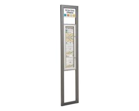 Haltestellen-Standschild, doppelseitig, Stahlblech verzinkt, Alu Schaukasten, 2 Schlösser, Farbe wählbar