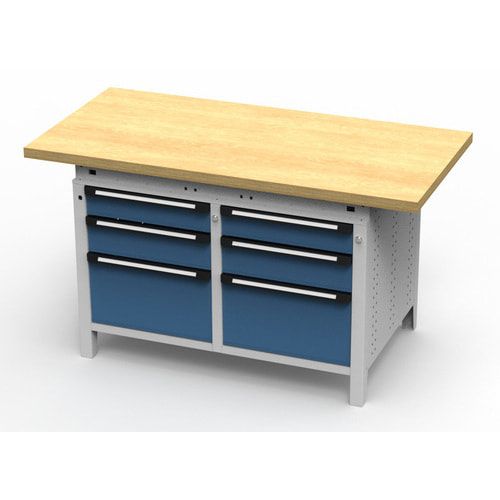 OTTOKIND Werkbank - bündige Arbeitsplatte - 850 x 1.150 x 750 mm (HxBxT) - 6 Schubladen - lichtgrau
