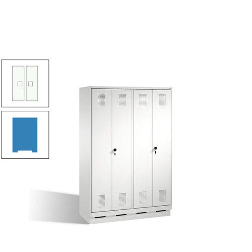Doppel-Spind, Doppeltüren, Garderobenschrank mit Sockel, 4 Abteile a 300 mm, Korpus anthrazitgrau, Tür anthrazitgrau, 1.800 x 1.200 x 500 mm (HxBxT)