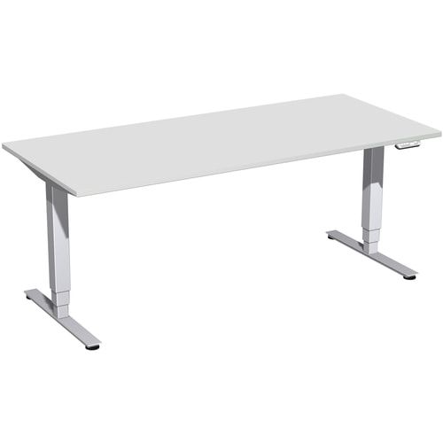 Schreibtisch, Elektro Pro+, elektronisch höhenverstellbar, 625-1.285 x 1.200 x 800 mm (HxBxT), Gestell silber, Dekor Buche