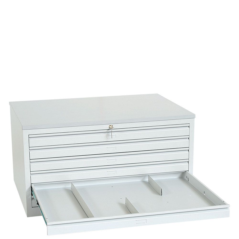 Zeichenschrank, Planschrank, Architektenschrank, Flachablageschrank, bis DIN A1, 6 Schubladen, 605 x 1.135 x 835 mm (HxBxT), Farbe: lichtgrau