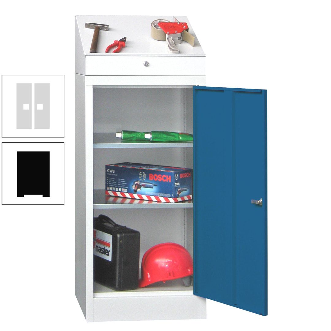 Stehpult mit Schrank - Vollblechtür - Zylinderschloss - 1.270x500x500 mm (HxBxT) - anthrazitgrau