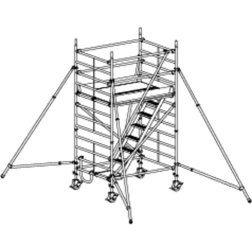 Treppen-Fahrgerüst mit Ausleger und großer Arbeitsbühne - 11.640 x 2.950 x 1.500 mm (HxBxT) - Hymer