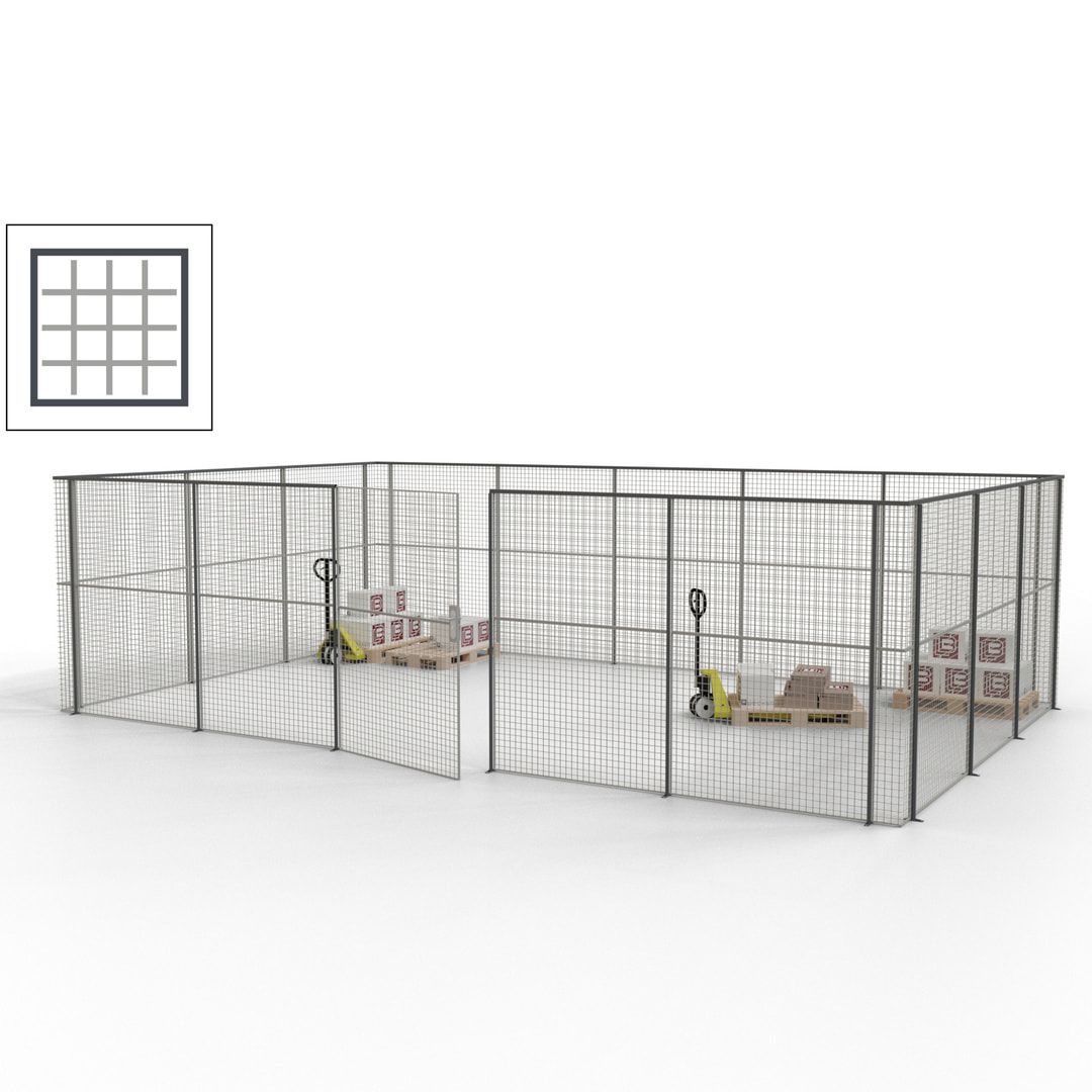 Maschinen Schutzgitter - Hallentrennwand - Sicherheitszaun - Tür - 22 m - 2.200 x 7.900 x 4.900 mm (HxBxT) - enzianblau