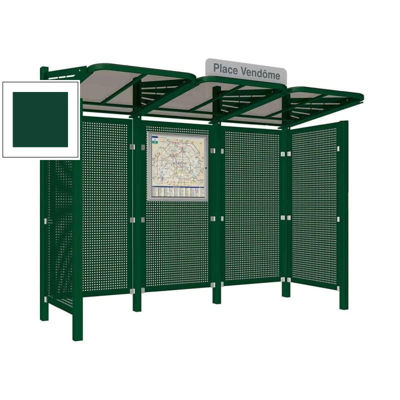 Buswartehalle - Unterstand - Stahlblech Verkleidung - Fahrplankasten - Haltestellenschild - 2.200 x 3.000 x 1.500 mm (HxBxT) - enzianblau