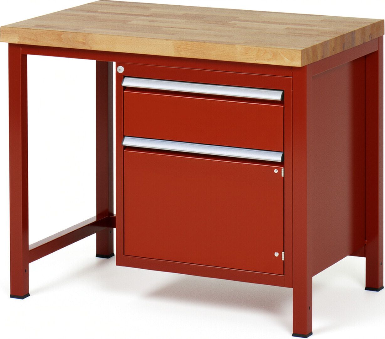 Werkbank, 1 Schrank - 1 Schublade - Teilauszug - 180:1 - Höhe 840-1.040 mm - 1.000 x 700 mm - 1.250 kg - Buche - Anthrazitgrau