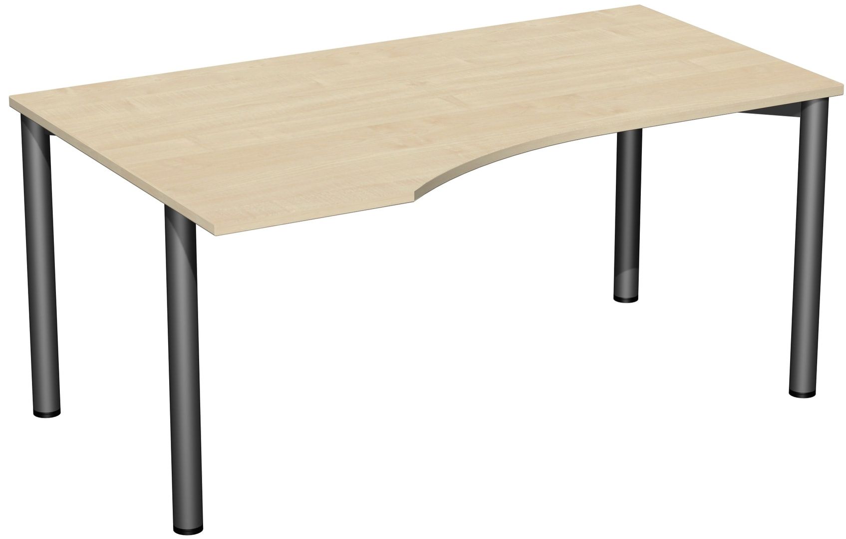 Eckschreibtisch - Ecke links - 4-Fuß Flex - 720 x 1.600 x 1.000 mm (HxBxT) - Gestell anthrazit - Ahorn