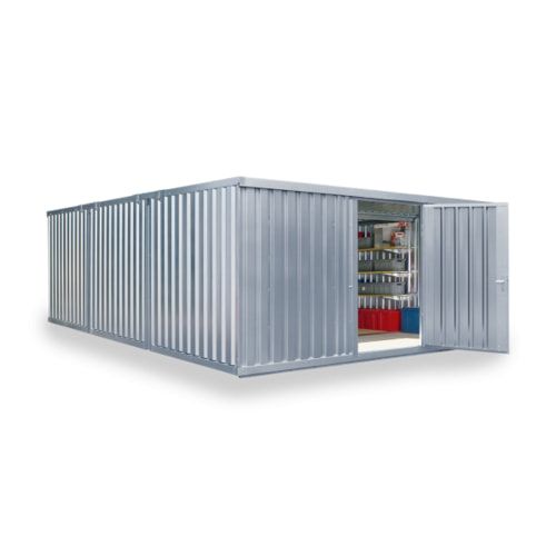 Container vormontiert, Lagercontainer, Schnellbaucontainer, Materialcontainer, Baucontainer, 2.150 x 5.080 x 6.520 mm (HxBxT), Holzfußboden
