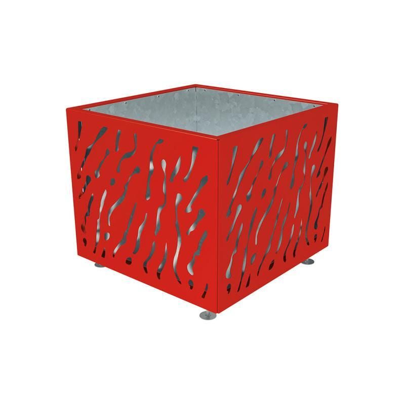 Pflanzbehälter, Stahlblech fvz, einfarbig, innen feuerverzinkt mit Verladungsgriffen, verstellbare Füße, 870 x 990 x 990 mm (HxBxT), enzianblau