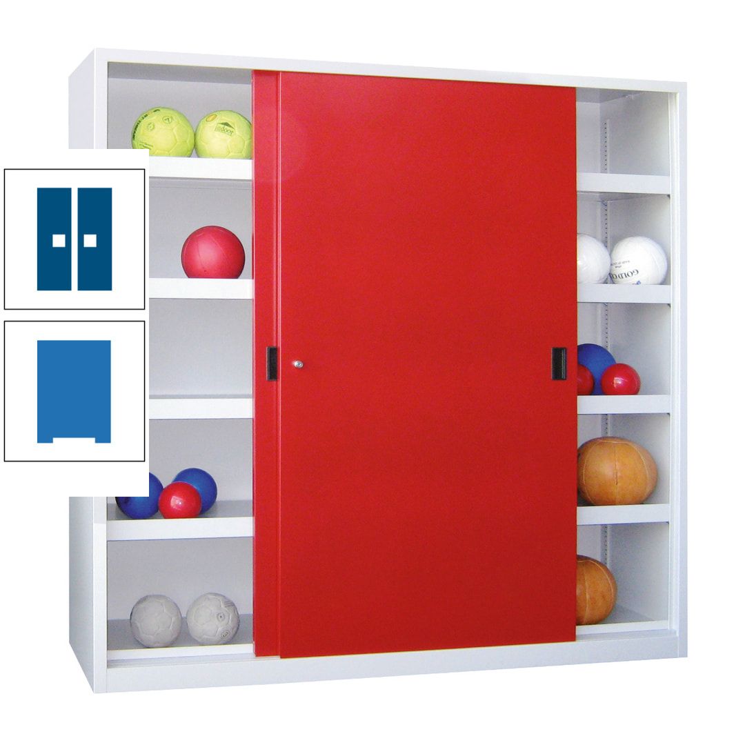 Ballschrank - Schiebetüren - Trennwand - 8 Böden - 1.950x1.500x600 mm (HxBxT) - anthrazitgrau
