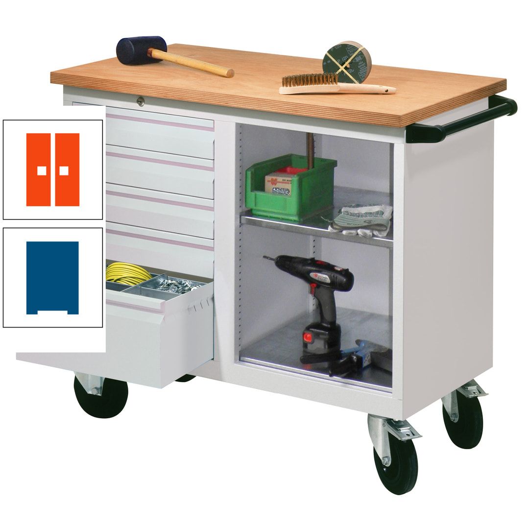 Mobile Werkbank - Werkstattwagen - 915 x 1.090 x 600 mm - 5 Schubladen und Ablagefach - anthrazitgrau
