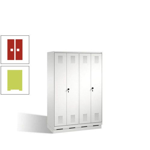 Doppel-Spind, Doppeltüren, Garderobenschrank mit Sockel, 4 Abteile a 300 mm, Korpus anthrazitgrau, Tür anthrazitgrau, 1.800 x 1.200 x 500 mm (HxBxT)