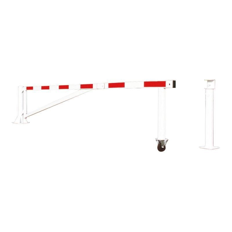 Drehschranke, Schlagbaum, extrabreit, Rollengestell, feuerverzinktes Stahlrohr, 1.000 mm (H), Sperrbreite 6000 mm