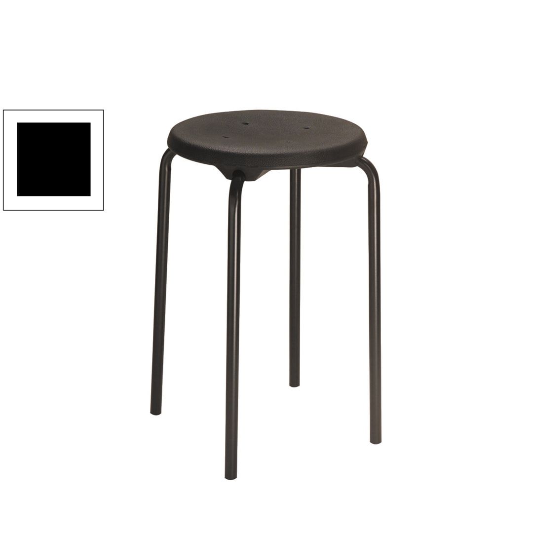 Hocker - Stapelhocker - Sitzhöhe 500 mm - PU schwarz - Edelstahl Gestell