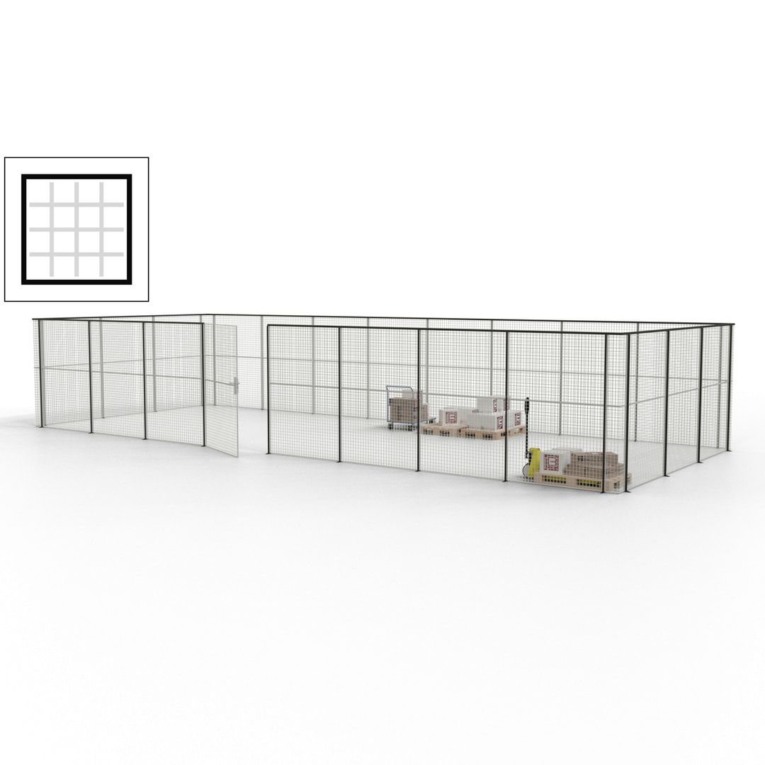 Maschinen Schutzgitter - Hallentrennwand - Sicherheitszaun - Tür - 33 m - 2.200 x 12.400 x 4.900 mm (HxBxT) - enzianblau