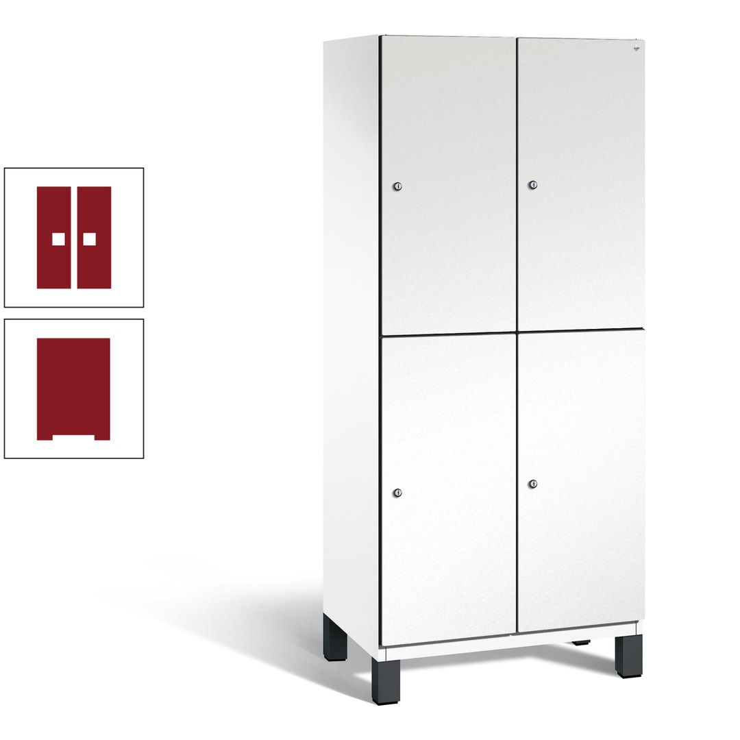 Fächerschrank, Stahlschrank, doppelstöckig, 4 Fächer, Füße, Korpus anthrazitgrau, Tür anthrazitgrau, 1.980 x 800 x 525 mm (HxBxT)
