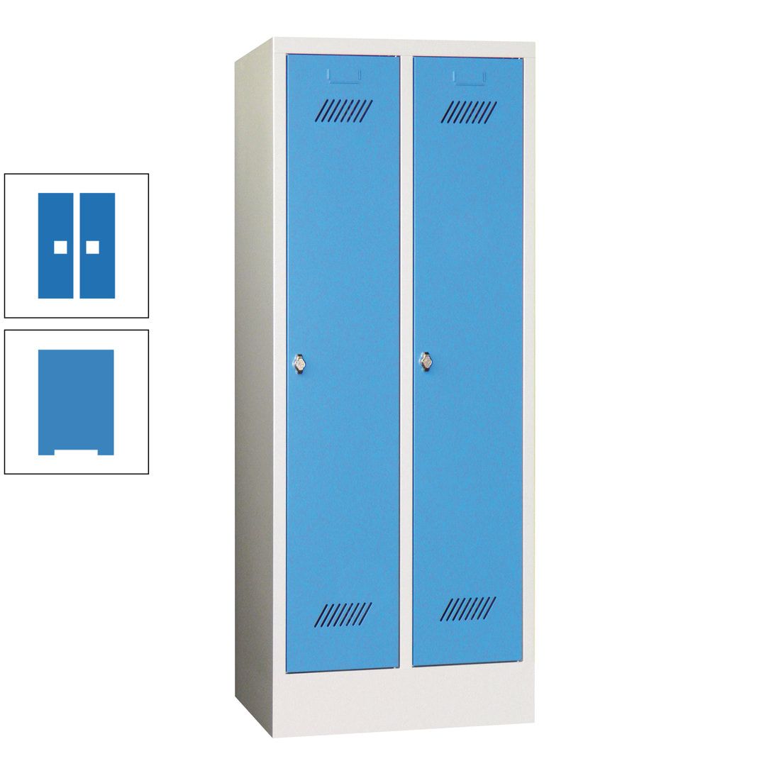 Spindschrank f. Schulen - mit Sockel - Höhe 1.600 mm - 2 Abteile a 300 mm - Drehriegel - anthrazitgrau