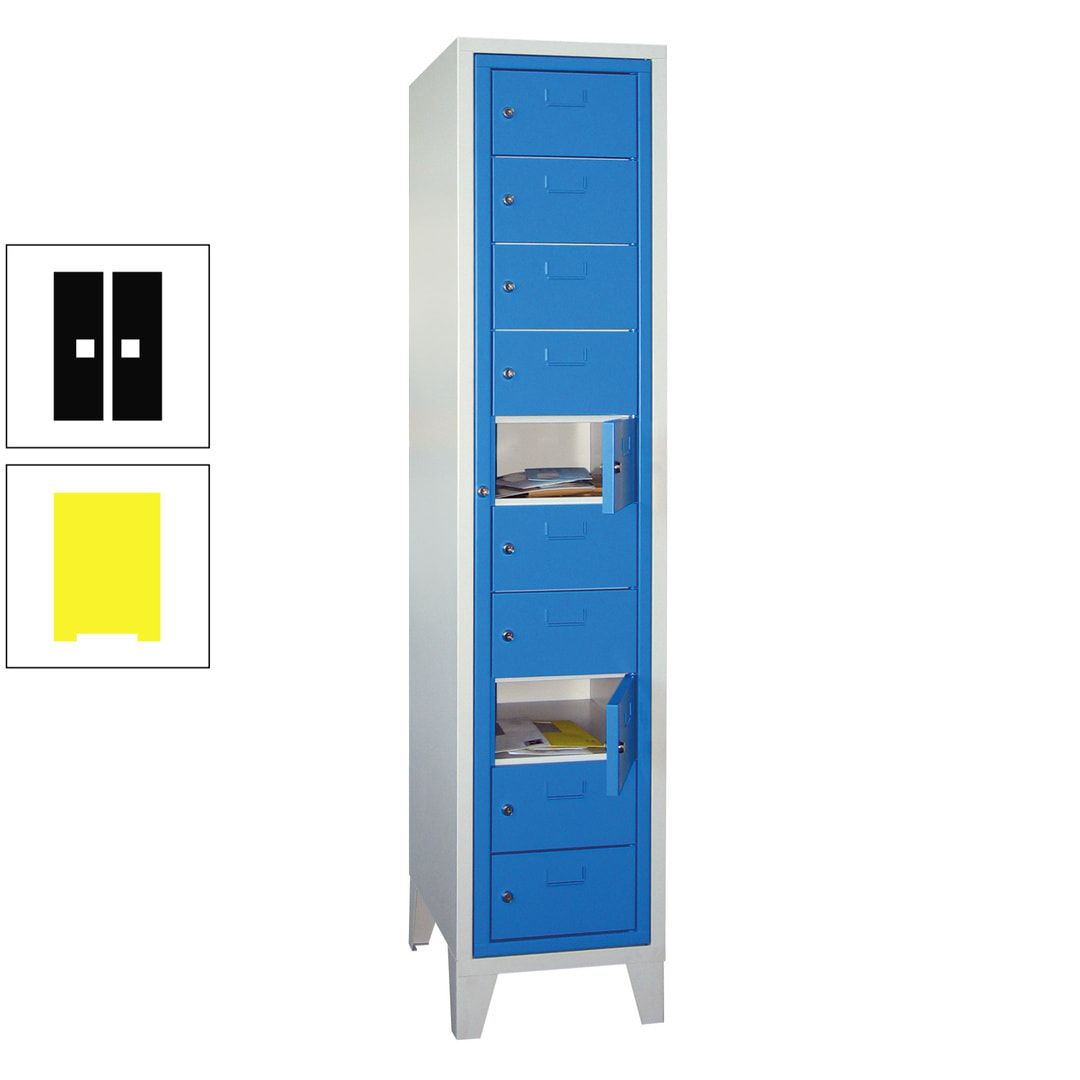Schließfachschrank - Wäscheausgabeschrank - 10 Fächer a 315 mm - 1.850x400x500 mm (HxBxT) - Füße - Zylinderschloss - anthrazitgrau