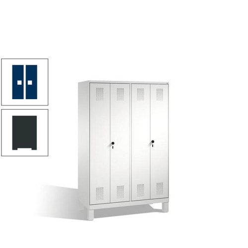 Doppel-Spind, Doppeltüren, Garderobenschrank mit Füßen, 4 Abteile a 300 mm, Korpus anthrazitgrau, Tür anthrazitgrau, 1.850 x 1.200 x 500 mm (HxBxT)