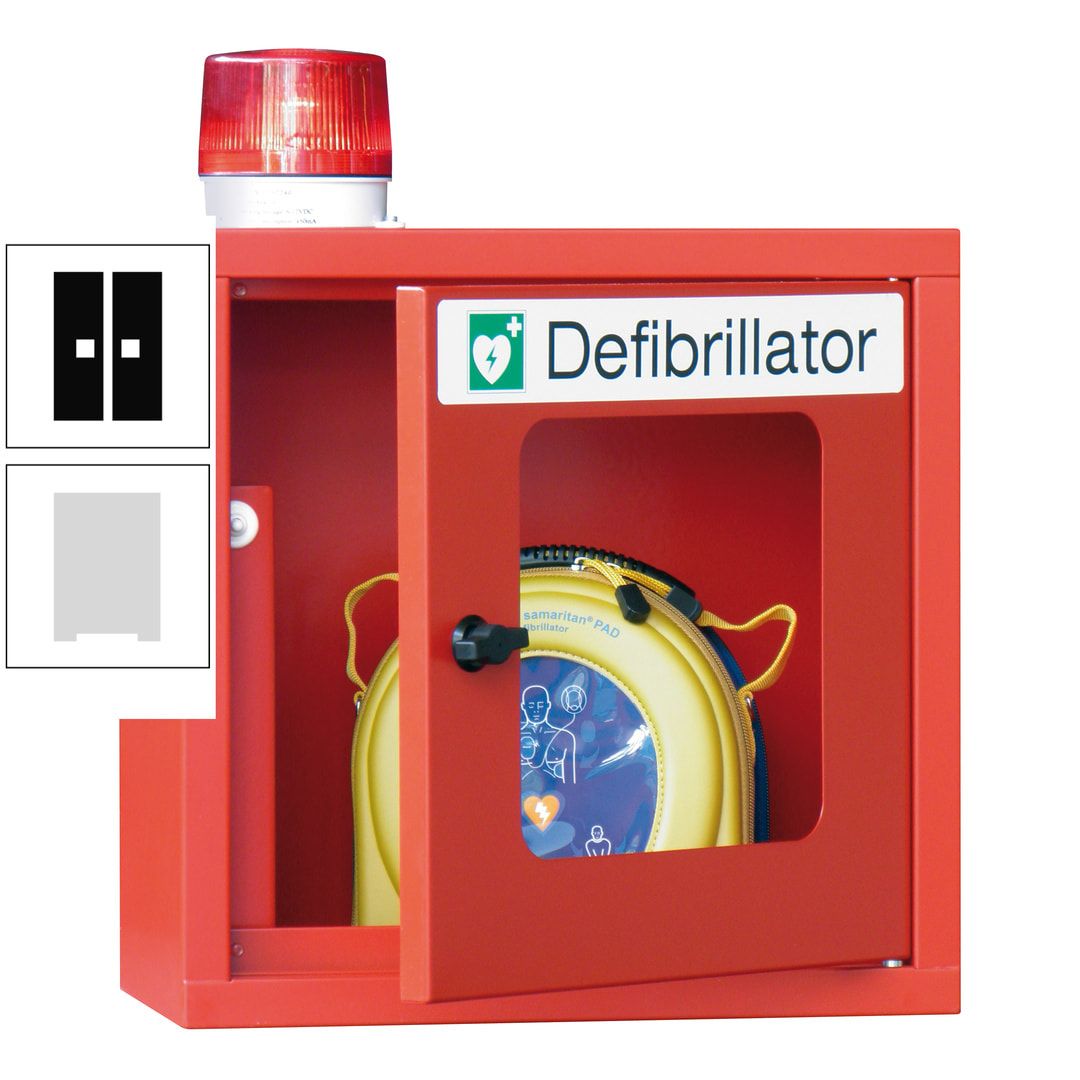 Defibrillatorenschrank mit akustischem und optischem Alarm - 490 x 400 x 200 mm (HxBxT) - Sichtfenster - anthrazitgrau