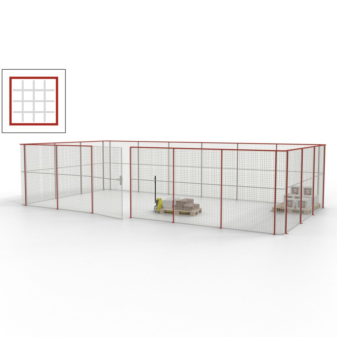 Maschinen Schutzgitter - Hallentrennwand - Sicherheitszaun - Tür - 27 m - 2.200 x 9.400 x 4.900 mm (HxBxT) - enzianblau