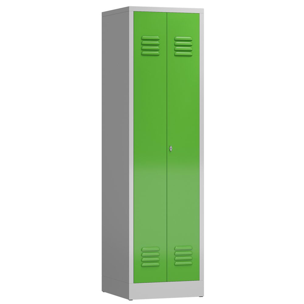 Mehrzweckschrank, Garderobenschrank, 2 Abteile, 6 Fächer, 1.800 x 500 x 500 mm (HxBxT), Drehriegel, Stahl, Korpus: lichtgrau, Front: anthrazitgrau