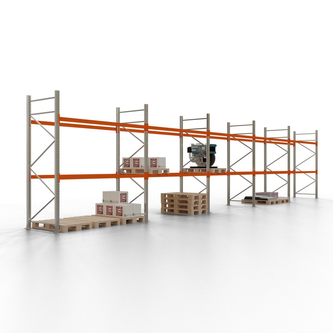 Palettenregal - 1,5 t - 2,0 x 11,3 x 1,1 m - 4 Felder - Schwerlastregal VKfrei