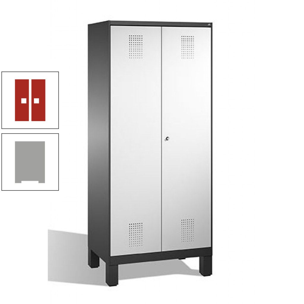 Mehrzweckschrank, Doppeltüren, auf Füßen, 2 Abteile a 400 mm, Korpus anthrazitgrau, Tür anthrazitgrau, 1.850 x 800 x 500 mm (HxBxT)